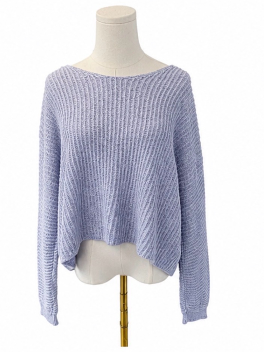 Z Supply Blue Gray Open Knit Oversized Boatneck Sweater Size M